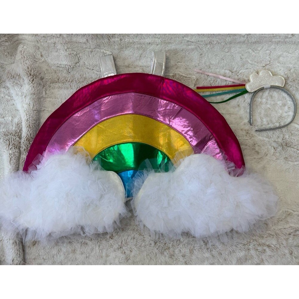 Pottery Barn Kids 3D Rainbow & Cloud w/ Headband Emoji Halloween Costume 3T